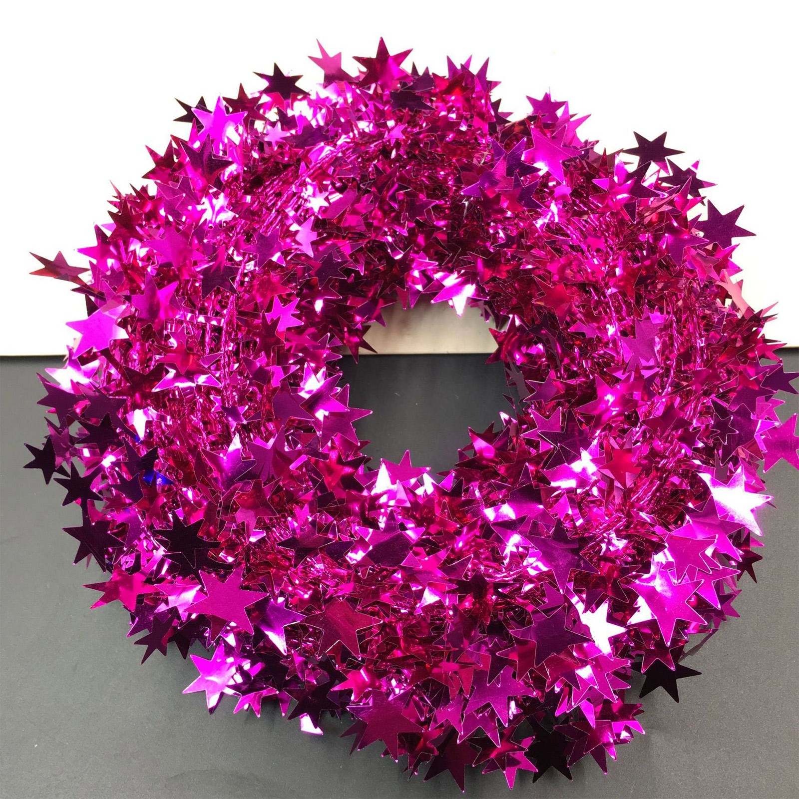 Gaiseeis 7.5 Meter Gold Stars Wire Garland Tinsel-Star Rattan Xmas Tree Decoration For Home Wedding Birthday Christmas Part Pink